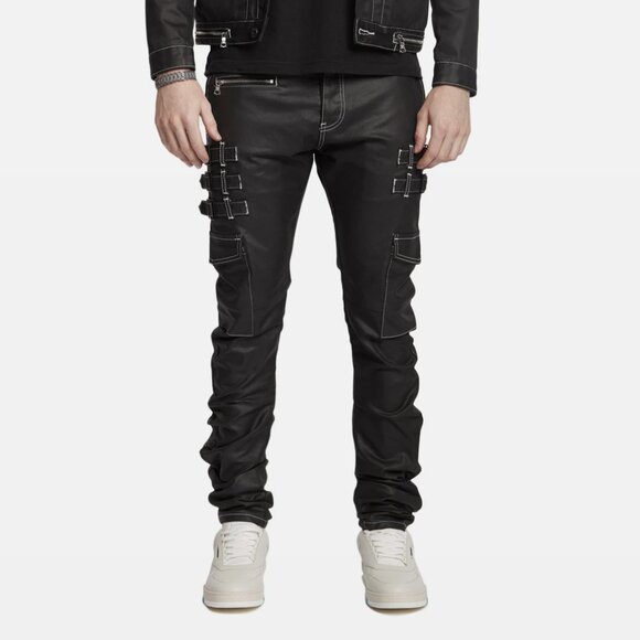 AKINGS Omari White Stitch Stacked Jeans - Picture 6 of 8